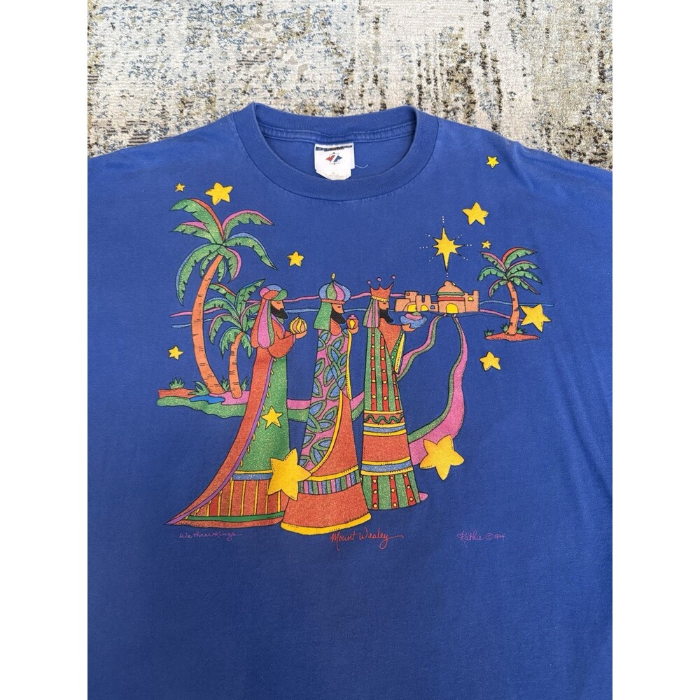 Vintage 3 Wise Men Shirt Mount Wesley 1994 Shirt Sleeve Size XL Blue - Picture 3 of 9